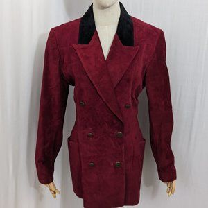 Danier Vintage Red Leather Jacket With Brass Buttons Size M